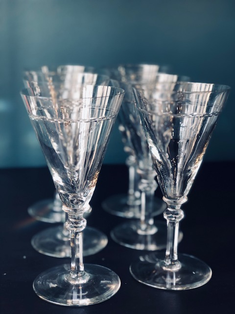 6 verres à cocktails vintage verre soufflé