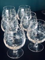 6 verres à cognac en cristal ciselé