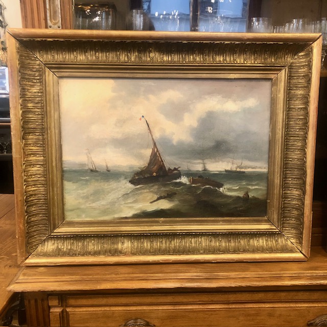 Huile sur toile Marine 19ème