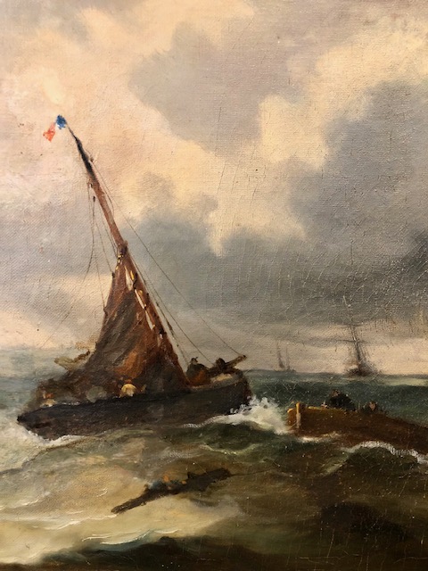 Huile sur toile Marine 19ème